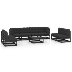 vidaXL Juego de muebles de jardín 9 pzas y cojines madera pino maciza