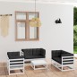 vidaXL Juego de muebles de jardín 7 pzas y cojines madera pino maciza vidaXL Juego de muebles de jardín 7 pzas y cojines madera pino maciza