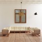 vidaXL Muebles de jardín 8 piezas con cojines de madera de pino maciza vidaXL Muebles de jardín 8 piezas con cojines de madera de pino maciza