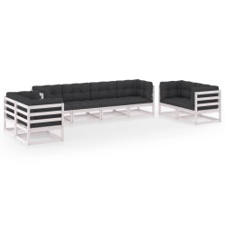 vidaXL Muebles de jardín 8 piezas con cojines de madera de pino maciza