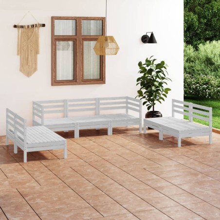 vidaXL Juego de muebles de jardín 7 piezas madera maciza pino blanco