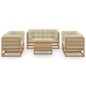 vidaXL Juego de muebles de jardín 7 pzas y cojines madera pino maciza vidaXL Juego de muebles de jardín 7 pzas y cojines madera pino maciza