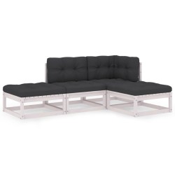 vidaXL Juego de muebles de jardín 4 pzas y cojines madera pino maciza
