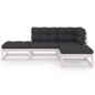 vidaXL Juego de muebles de jardín 4 pzas y cojines madera pino maciza vidaXL Juego de muebles de jardín 4 pzas y cojines madera pino maciza