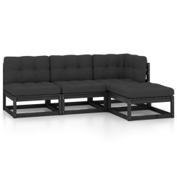 vidaXL Juego de muebles de jardín 4 pzas y cojines madera pino maciza