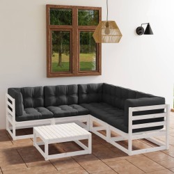 vidaXL Muebles de jardín 6 piezas con cojines de madera de pino maciza