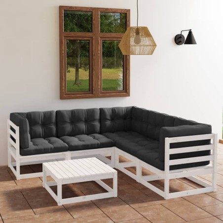 vidaXL Muebles de jardín 6 piezas con cojines de madera de pino maciza
