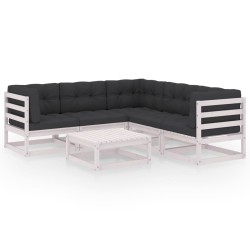 vidaXL Muebles de jardín 6 piezas con cojines de madera de pino maciza