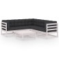 vidaXL Muebles de jardín 6 piezas con cojines de madera de pino maciza vidaXL Muebles de jardín 6 piezas con cojines de madera de pino maciza