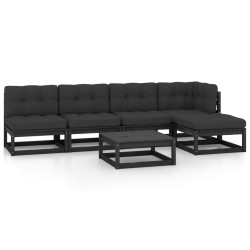 vidaXL Juego de muebles de jardín 6 pzas y cojines madera pino maciza
