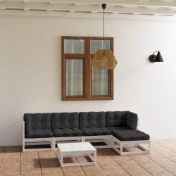 vidaXL Muebles de jardín 6 piezas con cojines de madera de pino maciza