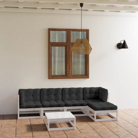 vidaXL Muebles de jardín 6 piezas con cojines de madera de pino maciza