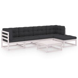 vidaXL Muebles de jardín 6 piezas con cojines de madera de pino maciza
