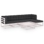 vidaXL Muebles de jardín 6 piezas con cojines de madera de pino maciza vidaXL Muebles de jardín 6 piezas con cojines de madera de pino maciza