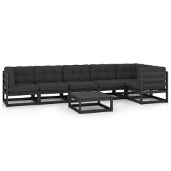 vidaXL Juego de muebles de jardín 7 pzas y cojines madera pino maciza