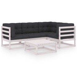 vidaXL Juego de muebles de jardín 5 pzas y cojines madera pino maciza