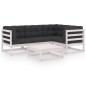 vidaXL Juego de muebles de jardín 5 pzas y cojines madera pino maciza vidaXL Juego de muebles de jardín 5 pzas y cojines madera pino maciza