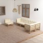 vidaXL Muebles de jardín 6 piezas con cojines de madera de pino maciza vidaXL Muebles de jardín 6 piezas con cojines de madera de pino maciza