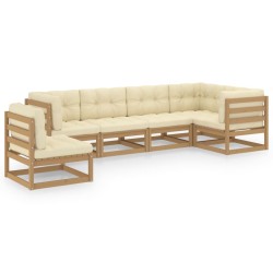 vidaXL Muebles de jardín 6 piezas con cojines de madera de pino maciza