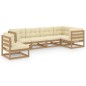 vidaXL Muebles de jardín 6 piezas con cojines de madera de pino maciza vidaXL Muebles de jardín 6 piezas con cojines de madera de pino maciza