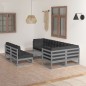 vidaXL Muebles de jardín 8 pzas y cojines madera maciza pino