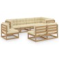 vidaXL Muebles de jardín 8 pzas y cojines madera maciza pino vidaXL Muebles de jardín 8 pzas y cojines madera maciza pino