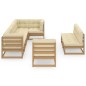 vidaXL Muebles de jardín 8 pzas y cojines madera maciza pino vidaXL Muebles de jardín 8 pzas y cojines madera maciza pino