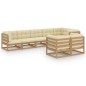 vidaXL Muebles de jardín 8 pzas y cojines madera maciza pino vidaXL Muebles de jardín 8 pzas y cojines madera maciza pino