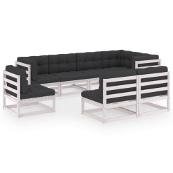 vidaXL Muebles de jardín 8 pzas y cojines madera maciza pino
