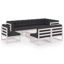 vidaXL Juego de muebles de jardín 9 pzas y cojines madera maciza pino