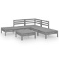 vidaXL Juego de muebles de jardín 6 piezas madera maciza de pino gris vidaXL Juego de muebles de jardín 6 piezas madera maciza de pino gris
