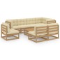vidaXL Juego de muebles de jardín 9 pzas y cojines madera maciza pino vidaXL Juego de muebles de jardín 9 pzas y cojines madera maciza pino
