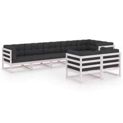 vidaXL Muebles de jardín 8 pzas y cojines madera maciza pino