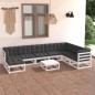 vidaXL Juego de muebles de jardín 9 pzas y cojines madera maciza pino vidaXL Juego de muebles de jardín 9 pzas y cojines madera maciza pino