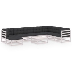 vidaXL Juego de muebles de jardín 9 pzas y cojines madera maciza pino