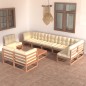 vidaXL Juego de muebles de jardín 10 pzas y cojines madera maciza pino vidaXL Juego de muebles de jardín 10 pzas y cojines madera maciza pino