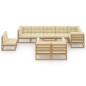 vidaXL Juego de muebles de jardín 10 pzas y cojines madera maciza pino vidaXL Juego de muebles de jardín 10 pzas y cojines madera maciza pino