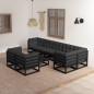 vidaXL Juego de muebles de jardín 9 pzas y cojines madera maciza pino vidaXL Juego de muebles de jardín 9 pzas y cojines madera maciza pino