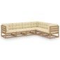 vidaXL Juego de muebles de jardín 6 pzas y cojines madera maciza pino vidaXL Juego de muebles de jardín 6 pzas y cojines madera maciza pino