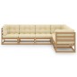 vidaXL Juego de muebles de jardín 6 pzas y cojines madera maciza pino vidaXL Juego de muebles de jardín 6 pzas y cojines madera maciza pino
