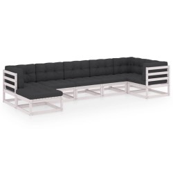 vidaXL Juego de muebles de jardín 7 pzas y cojines madera maciza pino