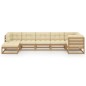 vidaXL Juego de muebles de jardín 7 pzas y cojines madera maciza pino vidaXL Juego de muebles de jardín 7 pzas y cojines madera maciza pino