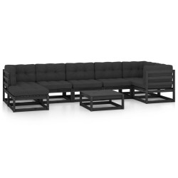 vidaXL Muebles de jardín 8 pzas y cojines madera maciza pino
