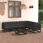 vidaXL Set de muebles de jardín 7 pzas con cojines madera pino negro vidaXL Set de muebles de jardín 7 pzas con cojines madera pino negro
