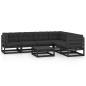 vidaXL Set de muebles de jardín 7 pzas con cojines madera pino negro vidaXL Set de muebles de jardín 7 pzas con cojines madera pino negro