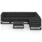 vidaXL Set de muebles de jardín 7 pzas con cojines madera pino negro vidaXL Set de muebles de jardín 7 pzas con cojines madera pino negro