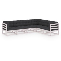 vidaXL Juego de muebles de jardín 6 pzas y cojines madera maciza pino