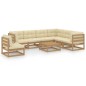 vidaXL Set de muebles de jardín 8 pzs cojines madera pino marrón miel vidaXL Set de muebles de jardín 8 pzs cojines madera pino marrón miel