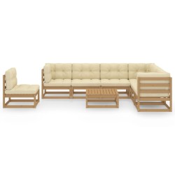 vidaXL Set de muebles de jardín 8 pzs cojines madera pino marrón miel