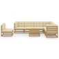 vidaXL Set de muebles de jardín 8 pzs cojines madera pino marrón miel vidaXL Set de muebles de jardín 8 pzs cojines madera pino marrón miel